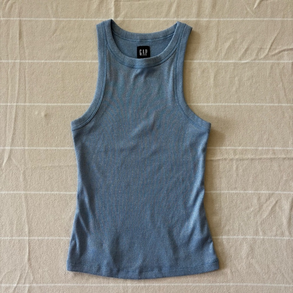 GAP Light Blue Sparkly Ribbed Tank Top